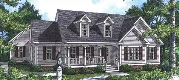 image of single story farmhouse plan 6811